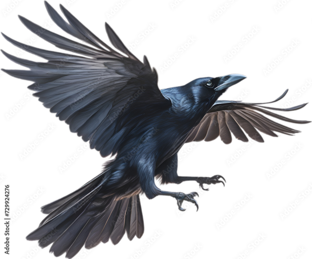 Obraz premium Crow, Close-up colored-pencil sketch of a crow 