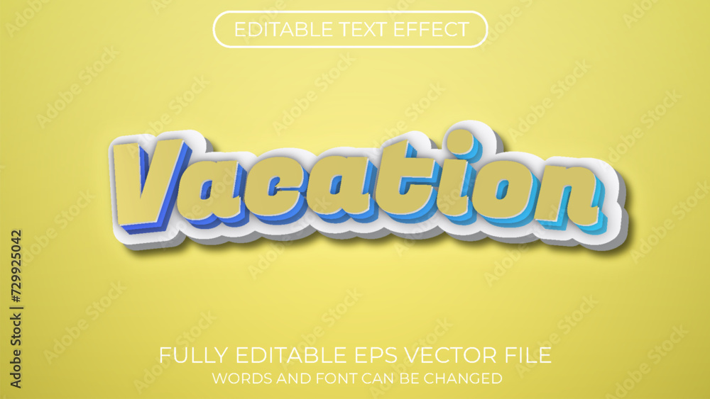 Vacation editable text effect. Editable text style effect