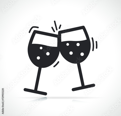 champagne glasses collide icon isolated