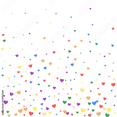 Fototapeta Naklejka Na Ścianę i Meble -  Rainbow colored scattered hearts. LGBT valentine