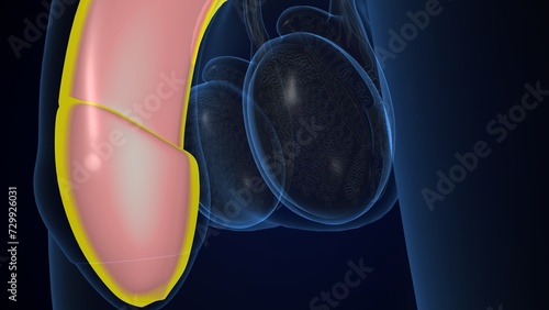 3d illustration of human body male reproductive system anatomy. photo