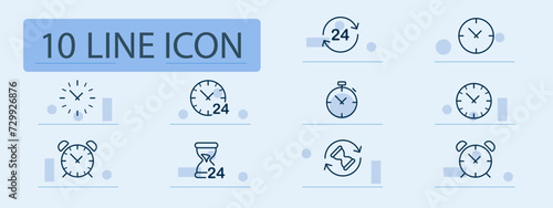 Alarm clock line icon. Wake-up call, morning routine, time management, bedside essential. Pastel color background. Vector line icon for business and advertising