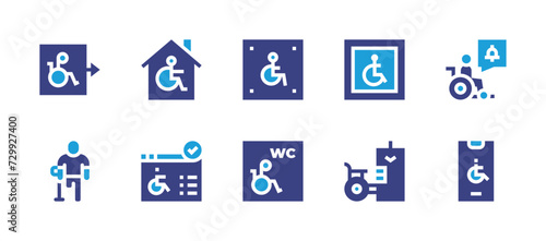 Disability icon set. Duotone color. Vector illustration. Containing disabled sign, disabled person, disabled, disabilities. © Huticon