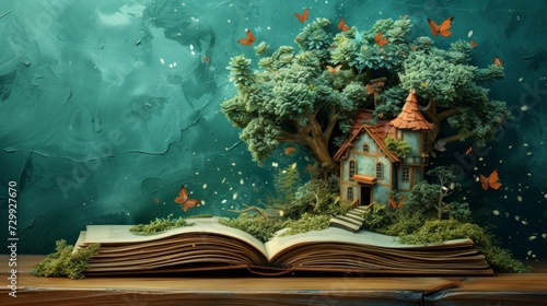 Reading Wonderland: Whimsical book illustrations and fantasy elements inspire...