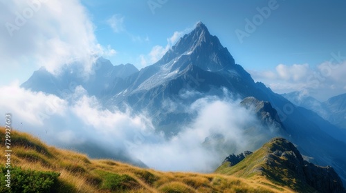 Mountain Retreat: Majestic peaks and serene landscapes invite relaxation and ...