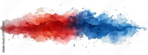 Red and blue paint color splash isolated on white transparent. USA election political parties. Republicans vs Democrats, PNG photo