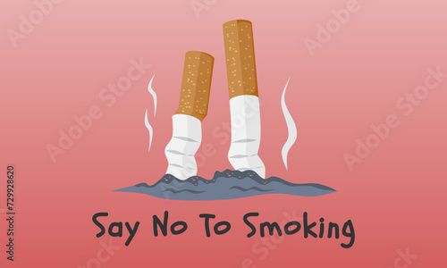 Putting out the cigarette on the ground. Say no to smoking concept. World No Tobacco Day concept design. Vector illustration.