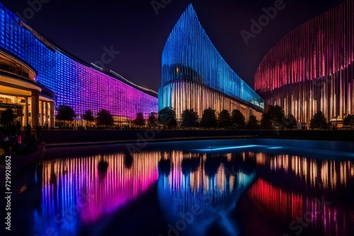 large building with large lcd standing in the bazar with luxurious things in the bazar abstract building background  interior of the luxurious store with colorful lightning and stars color  © Ya Ali Madad 