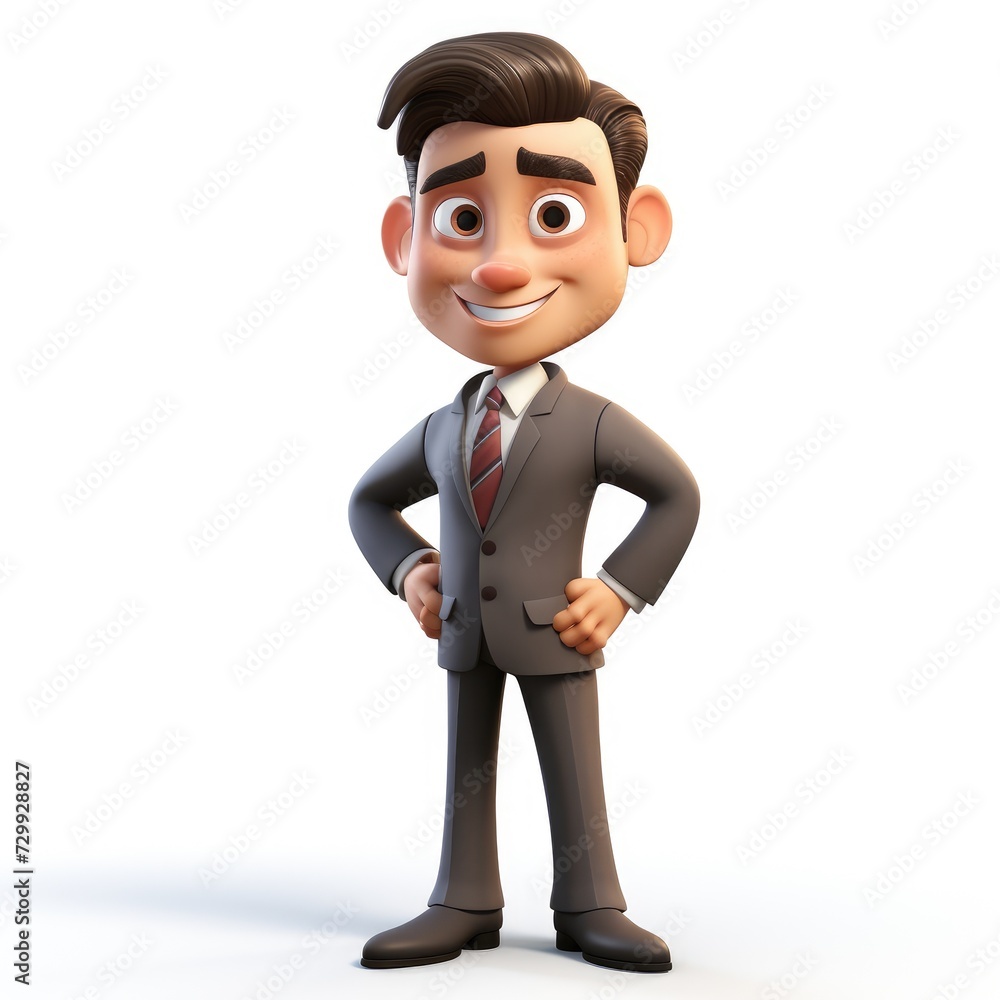 3D Render of Businessman Cartoon on White Background 3D Render of Businessman Cartoon on White Background
