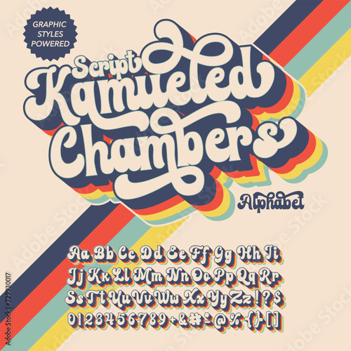 Color Effect Kamueled Chambers vintage script retro bold Font templat