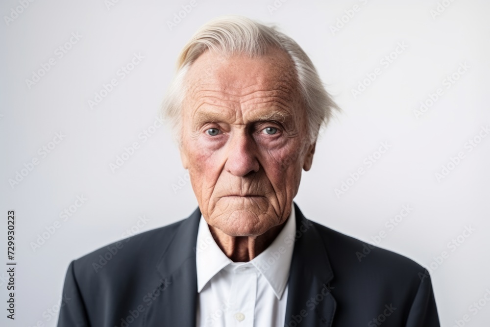 Portrait of an old man in a suit on a gray background Portrait of an old man in a suit on a gray background