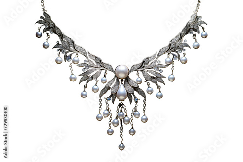 illustration of Look thinner sketch rare pearl necklace encrusted, Isolated on transparent PNG background, Generative ai photo