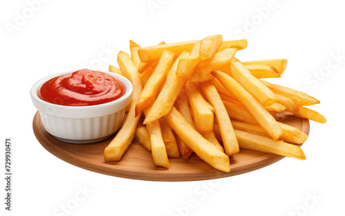 Experience Flavor Fusion in the Perfect Harmony of Potato Fries and Tomato Ketchup on a White or Clear Surface PNG Transparent Background.