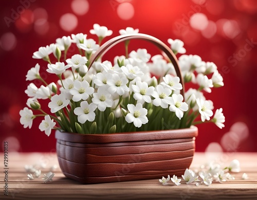 bouquet of flowers in a basket