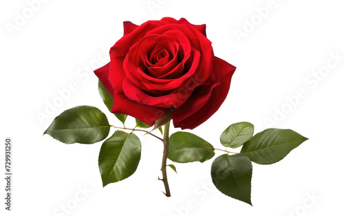 Beauty of a Red Rose  Nature Expression of Love and Romance on a White or Clear Surface PNG Transparent Background.