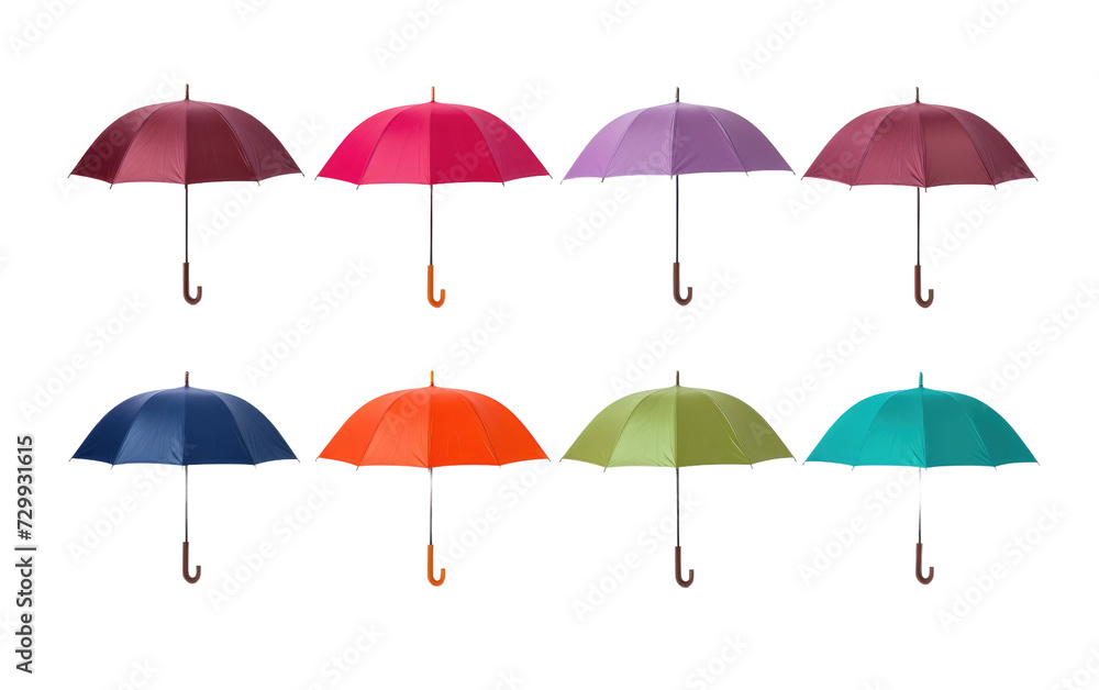 A Lively Ensemble of Colorful Umbrellas Painting the Sky on a White or Clear Surface PNG Transparent Background.