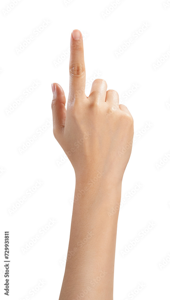 Obraz premium Hand touching or pointing on isolated white background.