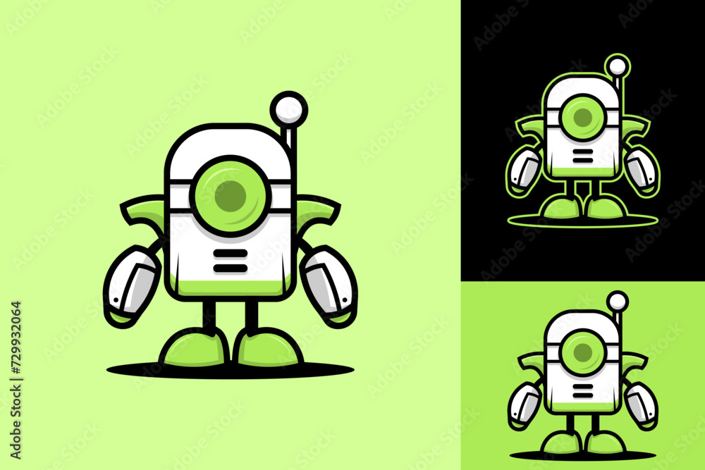 Futuristic Robot Mascot Modern Illustration Logo Design Futuristic Robot Mascot Modern Illustration Logo Design