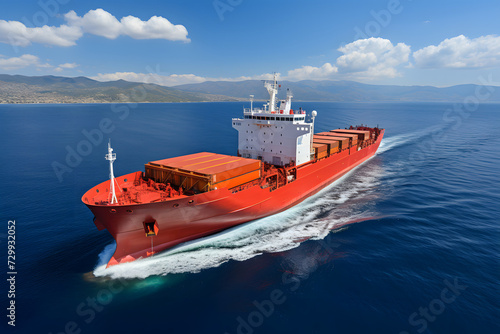 Ship with contrail in the o...