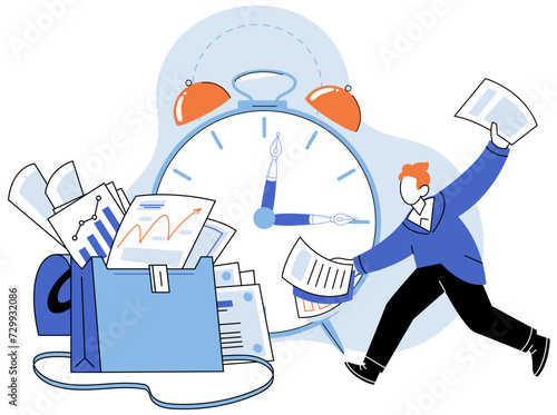 Paperwork. Vector illustration. The chaos paperwork chinder productivity and create sense disarray Efficient financial management is vital for success company Email communication is relied