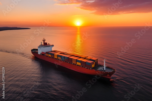 Ship with contrail in the o...