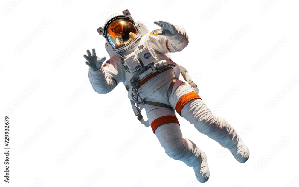 Futuristic Aesthetics of an Astronaut Suit Amidst Celestial Wonders on a White or Clear Surface PNG Transparent Background.