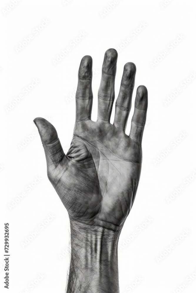 Hand with large hand extended out to the side of it. Hand with large hand extended out to the side of it.