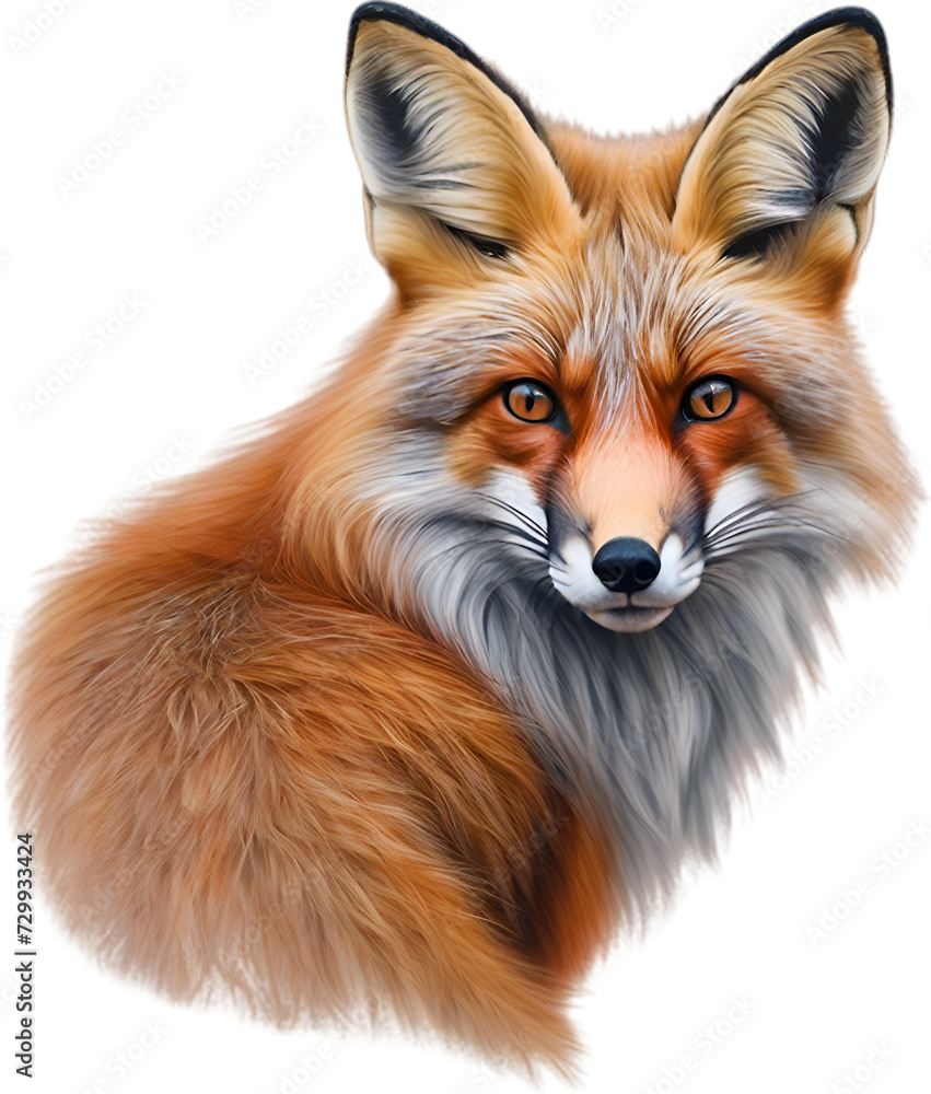 Fototapeta premium Red Fox, Close-up colored-pencil sketch of Red Fox, Vulpes vulpes.