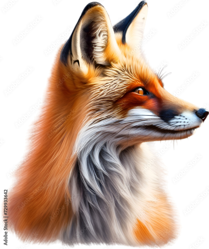 Fototapeta premium Red Fox, Close-up colored-pencil sketch of Red Fox, Vulpes vulpes.