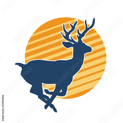Silhouette of a deer wild forest animal with antlers.