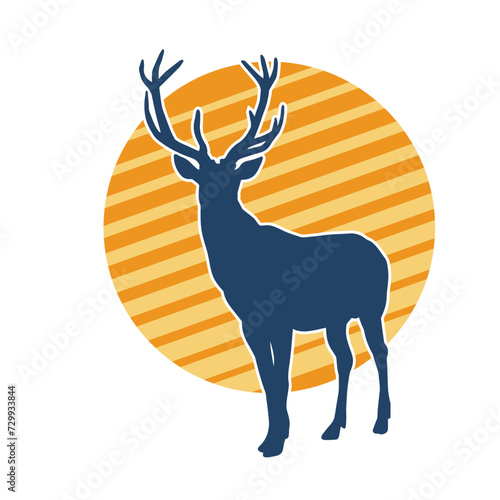 Silhouette of a deer wild forest animal with antlers.