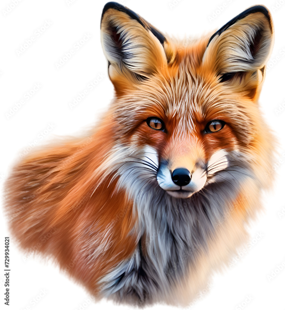 Red Fox, Close-up colored-pencil sketch of Red Fox, Vulpes vulpes.