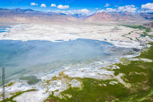 High mountain lake Tso Kar  aerial view  Himalaya nature  Ladakh  India