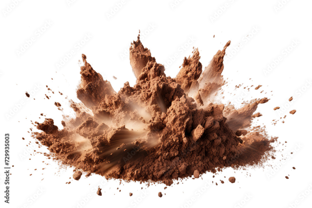illustration of dry soil explosion, Isolated on transparent PNG background, Generative ai - obrazy, fototapety, plakaty 