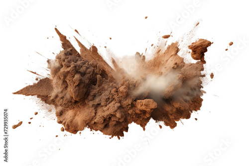 illustration of dry soil explosion, Isolated on transparent PNG background, Generative ai