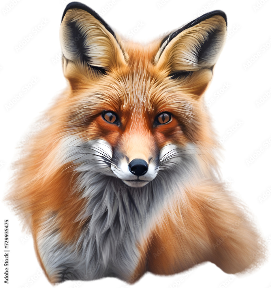Fototapeta premium Red Fox, Close-up colored-pencil sketch of Red Fox, Vulpes vulpes.