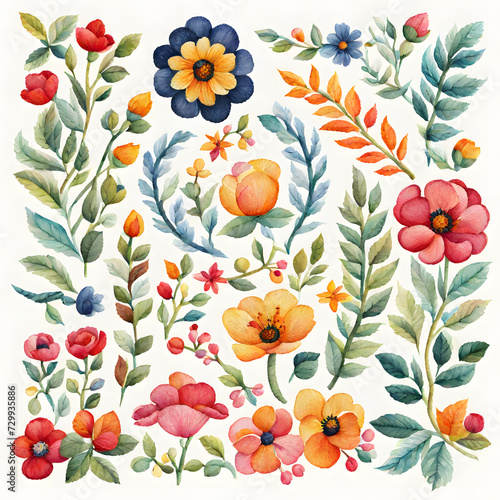 Flower decoration in watercolor style.