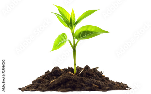 Wallpaper Mural The Growth of a Young Plant Unfolding in a Mound of Soil on a White or Clear Surface PNG Transparent Background. Torontodigital.ca