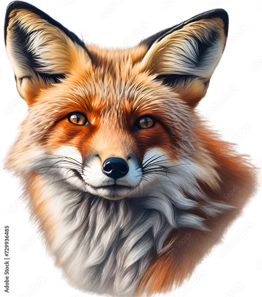Fototapeta premium Red Fox, Close-up colored-pencil sketch of Red Fox, Vulpes vulpes.