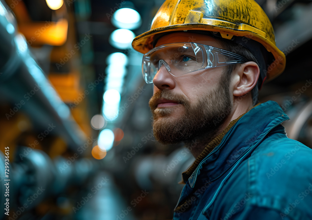 Civil and mechanical engineering concept. The engineer wearing helmet working in a factory. Civil and mechanical engineering concept. The engineer wearing helmet working in a factory.