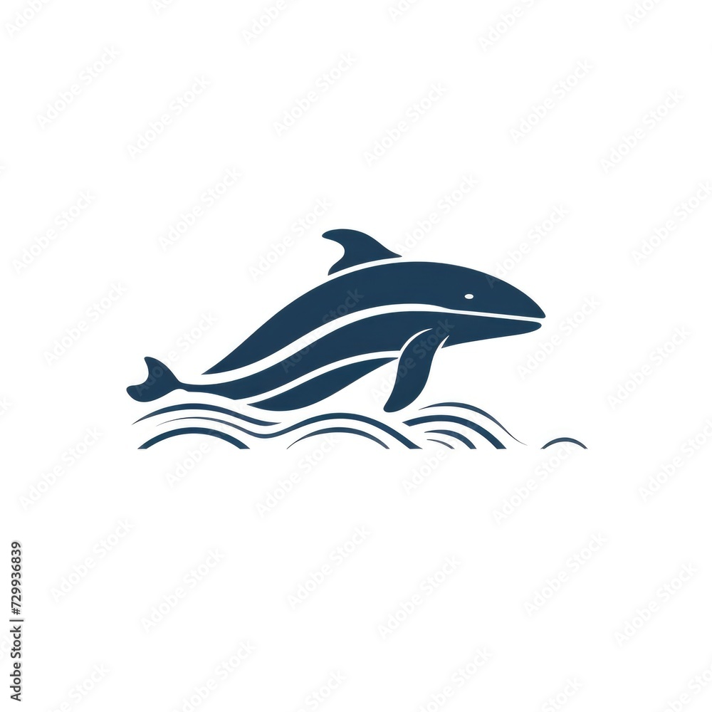 Simple graphic logo of dolphin on white background Simple graphic logo of dolphin on white background