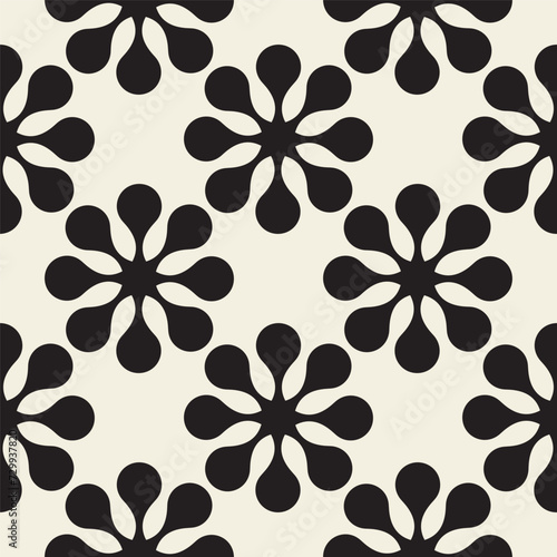 Vector seamless pattern. Modern stylish texture. Composition from regularly repeating geometrical element. Monochrome, simple. Vector illustrations. Black and white pattern.
