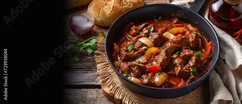 Classic beef goulash with vegetables.