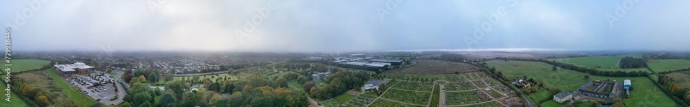 Ultra Wide Panoramic View of Hitchin, Hertfordshire, England. United Kingdom. October 28th, 2023