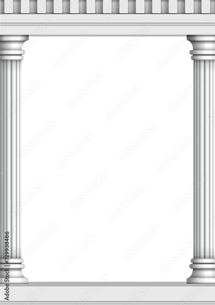 Obraz premium Classic marble pillars illustration fo rvertical edge design / PNG, transparent background