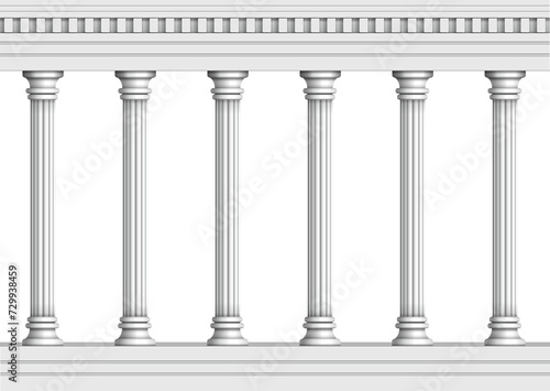 Classic marble pillars illustration (repeatable) / PNG, transparent background.