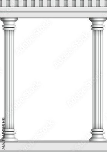 Classic marble pillars illustration fo rvertical edge design / PNG, transparent background