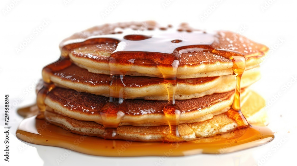 stack of pancakes with honey on white background stack of pancakes with honey on white background