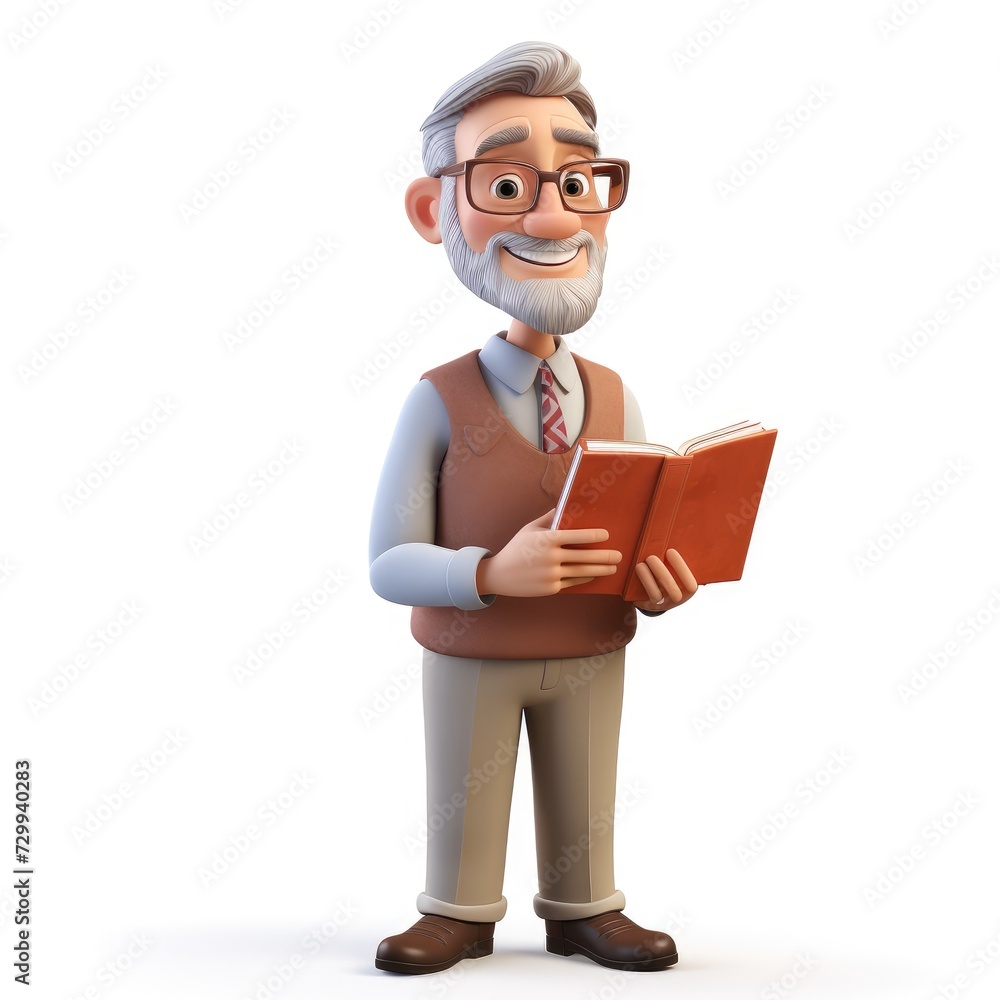 3D cartoon male teacher on a white background 3D cartoon male teacher on a white background