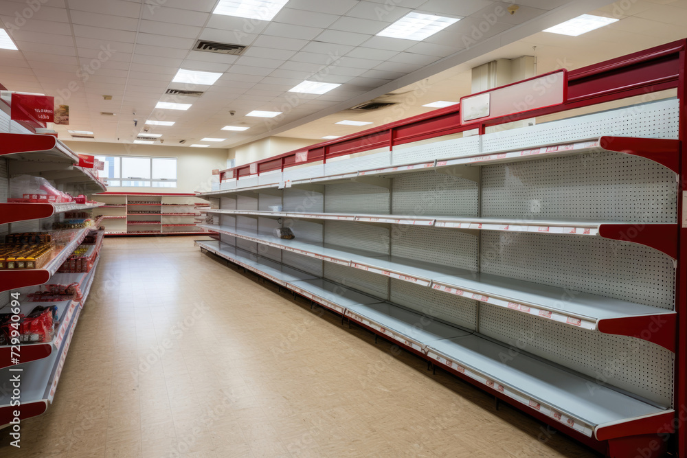 Empty shelves at a supermarket, economic crisis